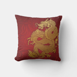 Kinesisk drakeguld och rött kudde