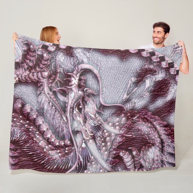 Kinesisk drakeplatina ritar konst fleecefilt (På plats)