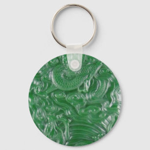 kinesisk drakeskulptur för grön jade nyckelring