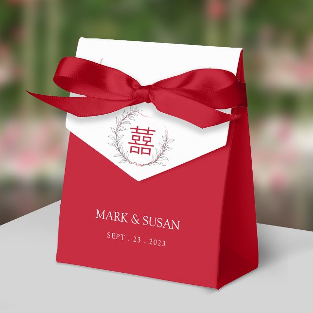 Kinesisk dubbel lycka bröllop tack presentaskar (Red Ribbon is not included)