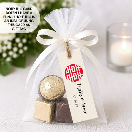 Kinesisk Dubbla Happiness Bröllop Märkre (1 x 3 tu Mini Visitkort