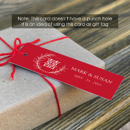 Kinesisk Dubbla Happiness Bröllop Märkre (1 x 3 tu Mini Visitkort