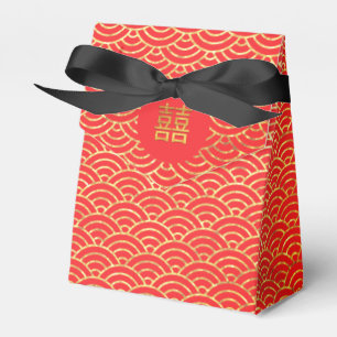Kinesisk Dubbla Happity Bröllop Money Guld Red Fa Presentaskar