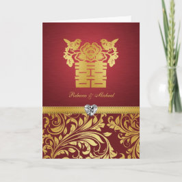 Kinesisk Dubbla Happity Love birds Inbjudan