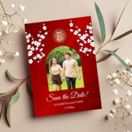 Kinesisk Dubbla Happity Photo Bröllop Spara Datumet