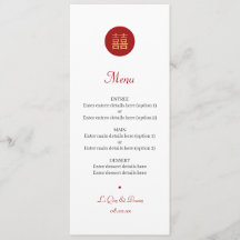 Kinesisk Dubbla Happy Red Guld Bröllop Menu