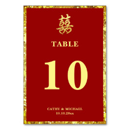 Kinesisk dubbla lycka hjärta - formell röd bordsnummer