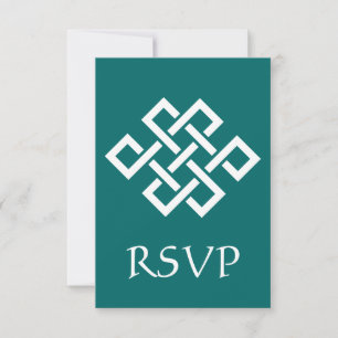 Kinesisk elegans i teal RSVP-kort OSA Kort