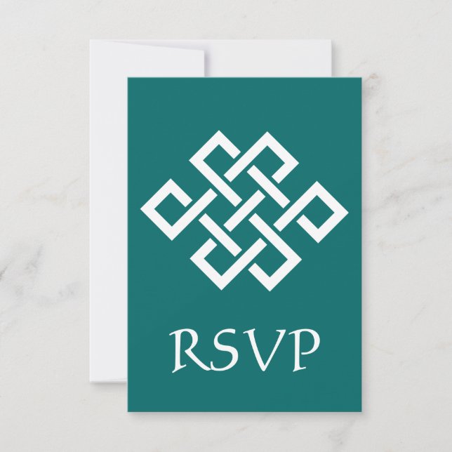 Kinesisk elegans i teal RSVP-kort OSA Kort (Framsida)