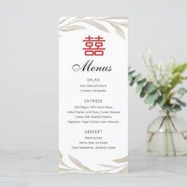 Kinesisk Elegant Beige Blad Bröllopsmeny Meny