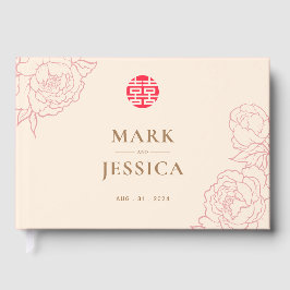 Kinesisk Elegant Dubbla Happity Bröllop Gästböcker