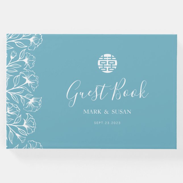 Kinesisk Elegant Dubbla Happity Bröllop Gästböcker (Framsida)