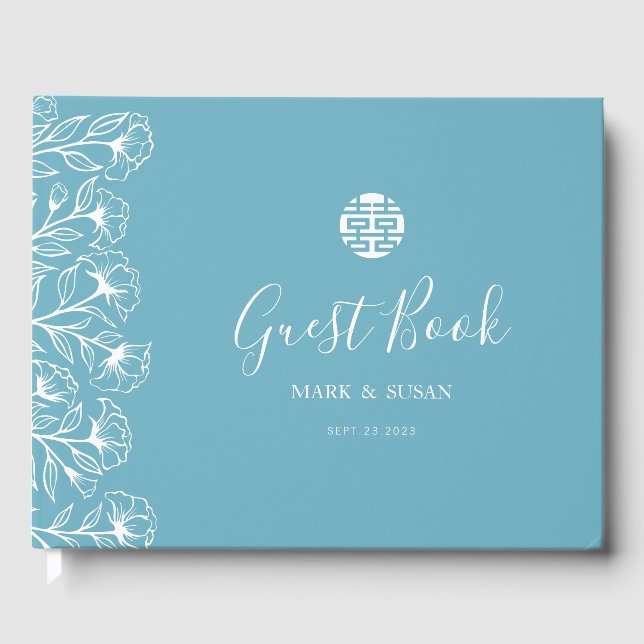 Kinesisk Elegant Dubbla Happity Bröllop Gästböcker (Framsida)
