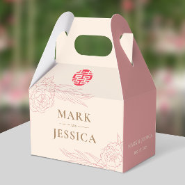Kinesisk Elegant Dubbla Happity Peonies Bröllop Presentaskar