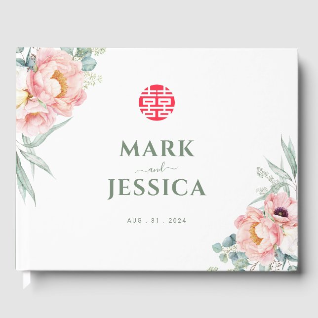 Kinesisk Elegant Dubbla Happity/Sång Hy Bröllop Gästböcker (Framsida)