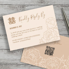 Kinesisk Elegant Peony-Bröllop OSA med QR-kod