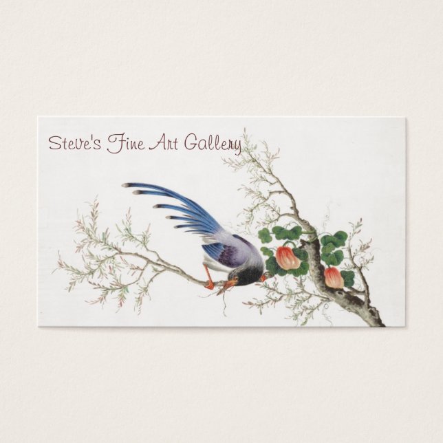Kinesisk fågelmålning visitkort (Framsidan)