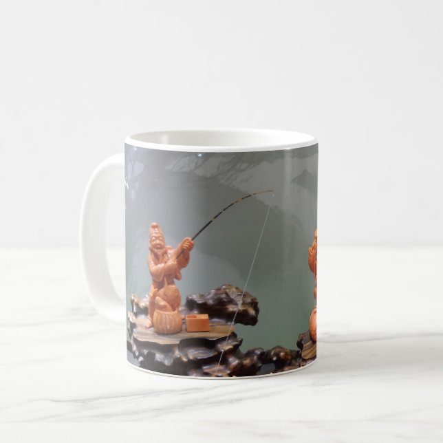 Kinesisk fiskare, vit kaffe Mugg (Framsida vänster)