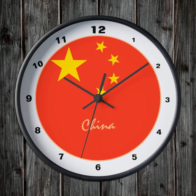 Kinesisk Flagga patriotisk, China hem/design Rund Klocka (Skapare uppladdad)