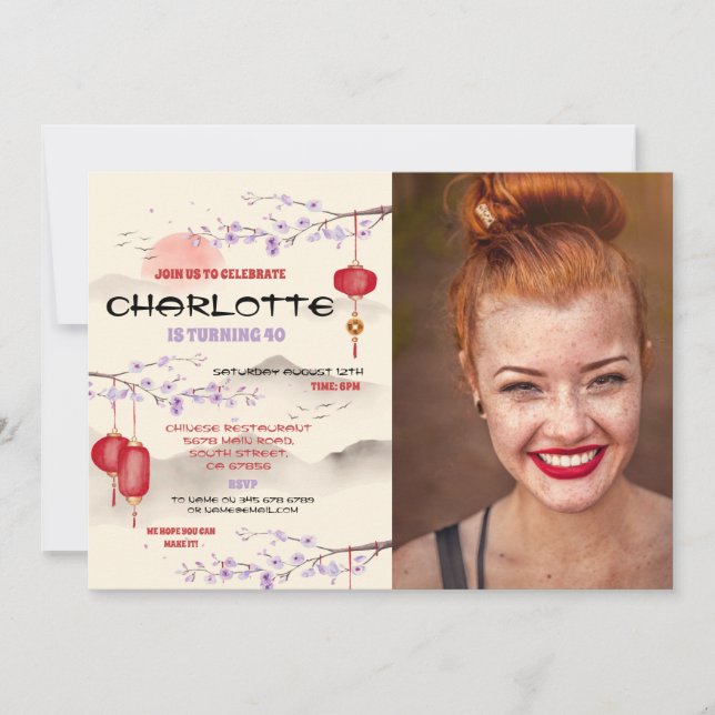 Kinesisk Födelsedagsfest Restaurant tar ett foto Inbjudningar (Framsida)