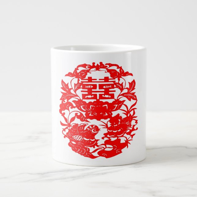 Kinesisk folkkonst-Dubbla lyckliga Love birds Jumbo Mugg (Framsidan)