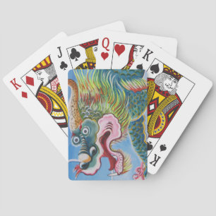 Kinesisk foo-Hund/Lejon Guardian Mural Casinokort