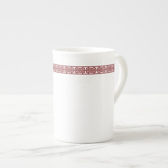 Kinesisk geometrisk kant specialmugg benporslin mugg (Framsida höger)