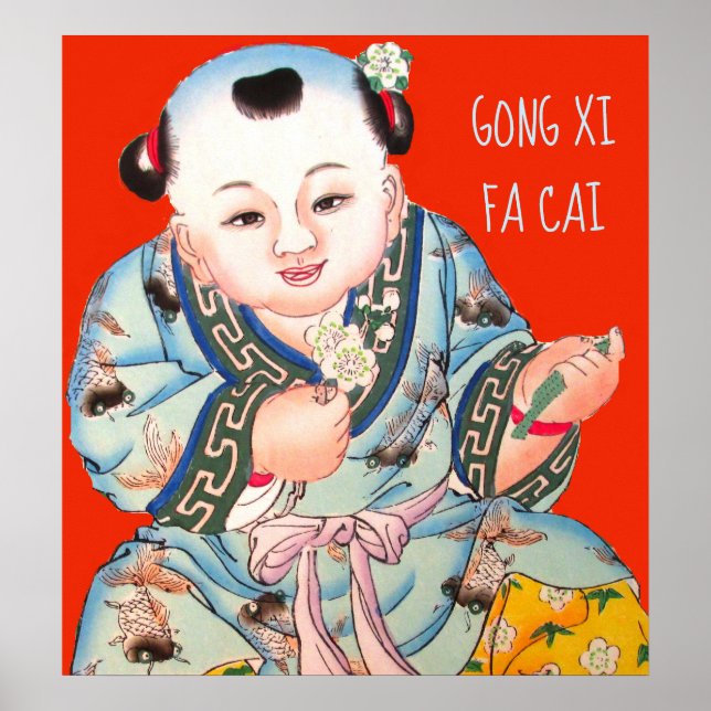 Kinesisk Gong Xi Fa Cai New Years Buddha Poster (Framsidan)