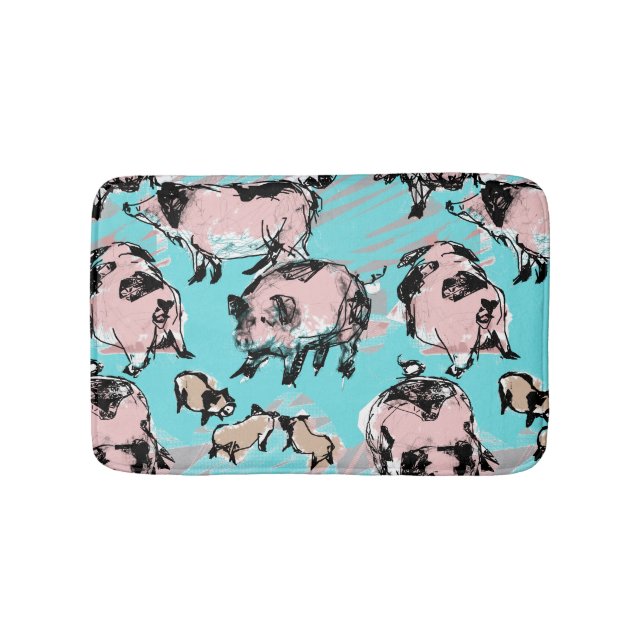 Kinesisk Gris-årsjubileum Original teckning Blue B Badrumsmatta (Framsidan)