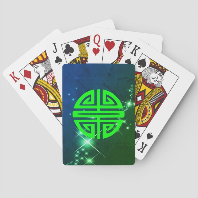 Kinesisk grönt för välståndssymbol casinokort (Baksidan)
