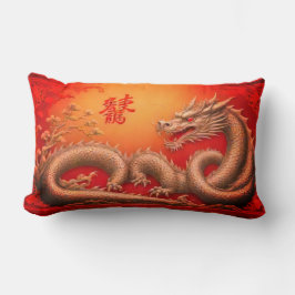 Kinesisk gyllene drake, nytt år Dekorativ kudde