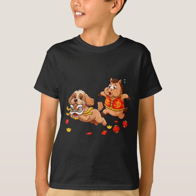 Kinesisk häst Apoo roliga barn män kvinnor Glad Ne T Shirt (Framsida)