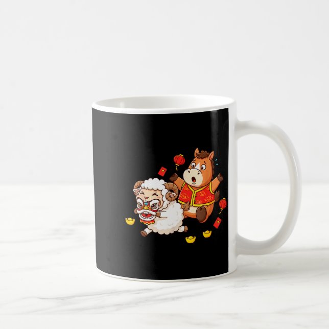 Kinesisk Häst Får Roliga Barn Mäns Kvinnors Glad N Kaffemugg (Höger)