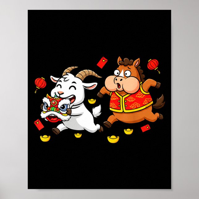 Kinesisk häst get roliga barn män kvinnor Glad Ne Poster (Framsidan)