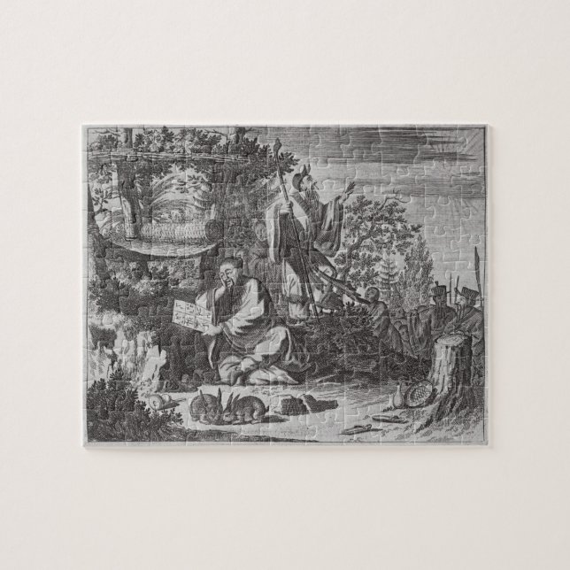 Kinesisk helig manar, illustration från en pussel (Horisontell)