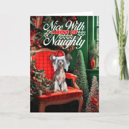 Kinesisk Hund för konstgjord jul Naughty eller Nic Helgkort