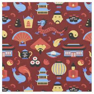 Kinesisk ikon Mönster Tyg