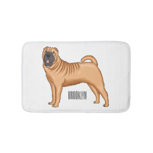 Kinesisk illustration av Shar-Pei-hund tecknad Badrumsmatta