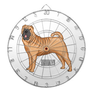 Kinesisk illustration av Shar-Pei-hund tecknad Darttavla