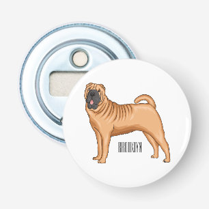 Kinesisk illustration av Shar-Pei-hund tecknad Flasköppnare