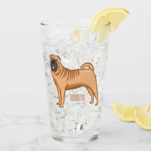 Kinesisk illustration av Shar-Pei-hund tecknad Glaskopp