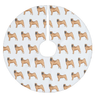 Kinesisk illustration av Shar-Pei-hund tecknad Julgransmatta Borstad Polyester