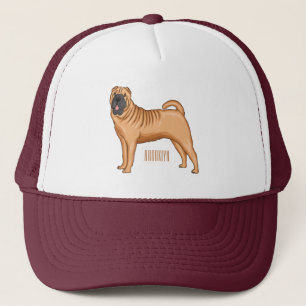 Kinesisk illustration av Shar-Pei-hund tecknad Keps