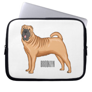 Kinesisk illustration av Shar-Pei-hund tecknad Laptop Fodral