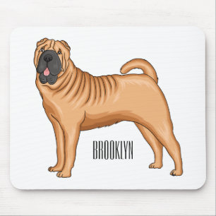 Kinesisk illustration av Shar-Pei-hund tecknad Musmatta