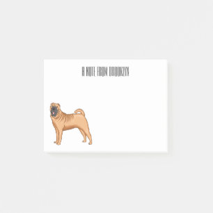 Kinesisk illustration av Shar-Pei-hund tecknad Post-it Block