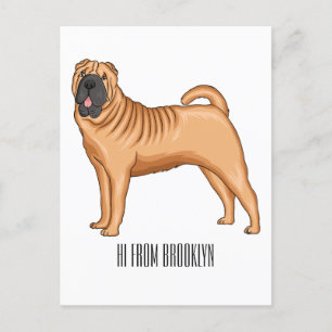 Kinesisk illustration av Shar-Pei-hund tecknad Vykort