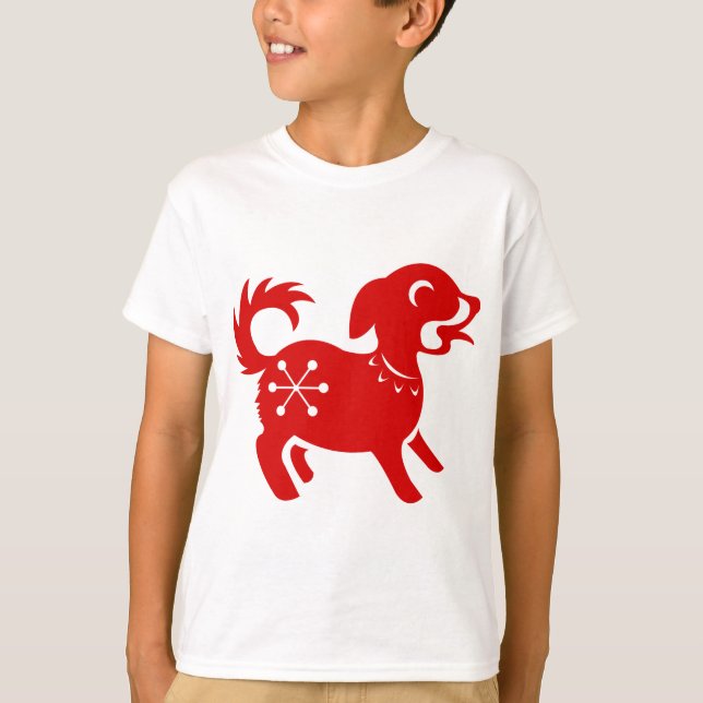 KINESISK ILLUSTRATION FÖR ZODIACHUND PAPERCUT TEE (Framsida)