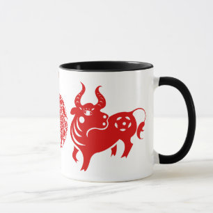 KINESISK ILLUSTRATION FÖR ZODIACOXE PAPERCUT MUGG