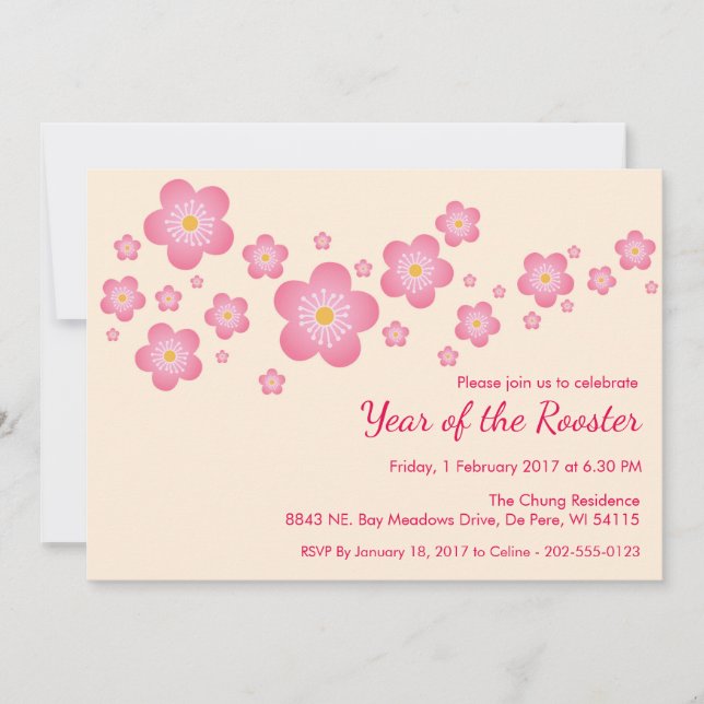 Kinesisk inbjudan till anpassad part för nyår (Framsida)